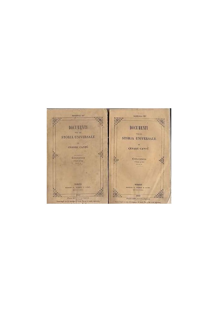 LETTERATURA di Cesare Cantù 4 tomi in due volumi - Torino G. Pomba 1845 ANTICO