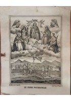 LE ANIME PEZZENTELLE manifesto antico Santino '800 Litografia Apicella Napoli