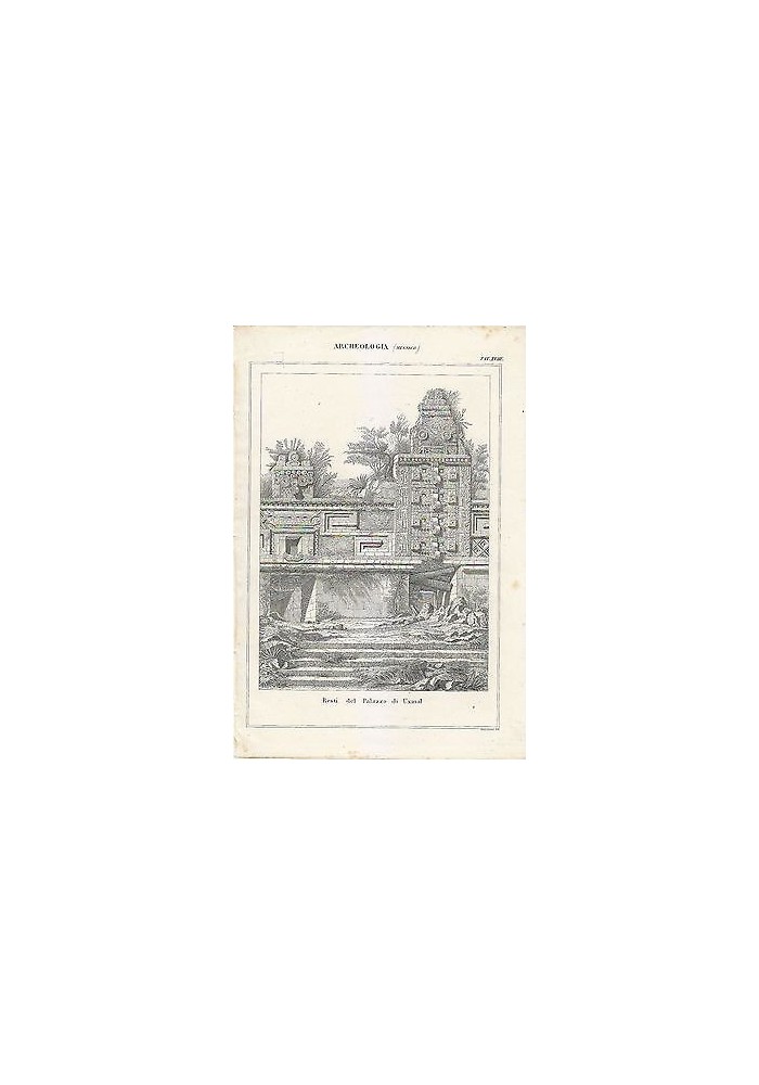 ARCHEOLOGIA MESSICO RESTI PALAZZO DI UXMAL INCISIONE STAMPA RAME 1866 ORIGINALE