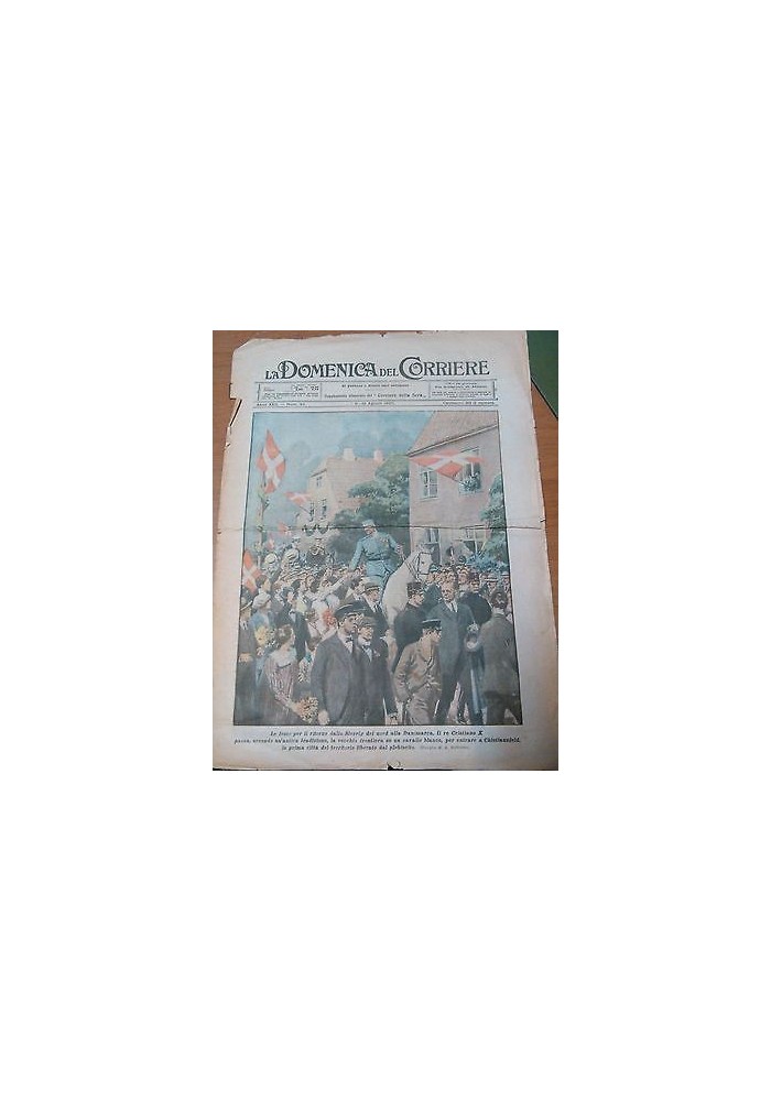 LA DOMENICA DEL CORRIERE 08/08/1920 re Cristiano X Danimarca ORIGINALE D'EPOCA