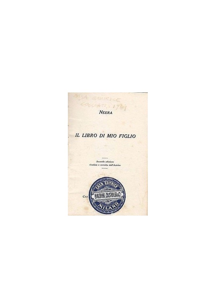 IL LIBRO DI MIO FIGLIO di Neera - 1901 Cogliati