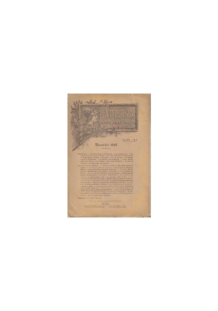MINERVA RIVISTA DELLE RIVISTE DICEMBRE 1896 Vol XII n.6 Società Editrice Laziale