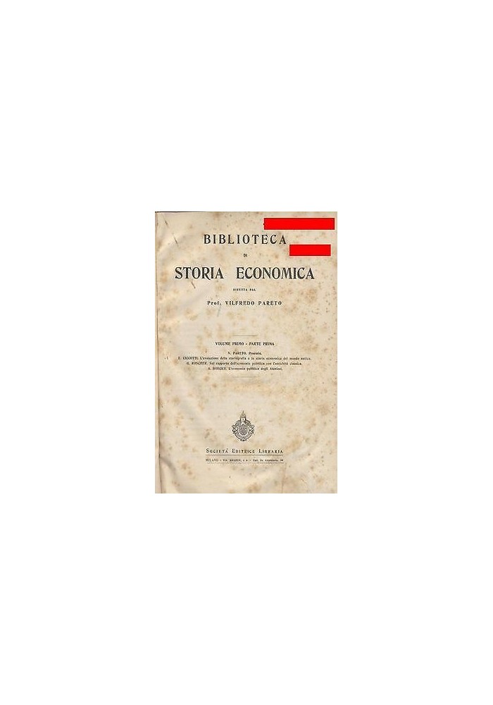 BIBLIOTECA DI STORIA ECONOMICA Vilfredo Pareto COMPLETA 6 volumi in 8 tomi 1903