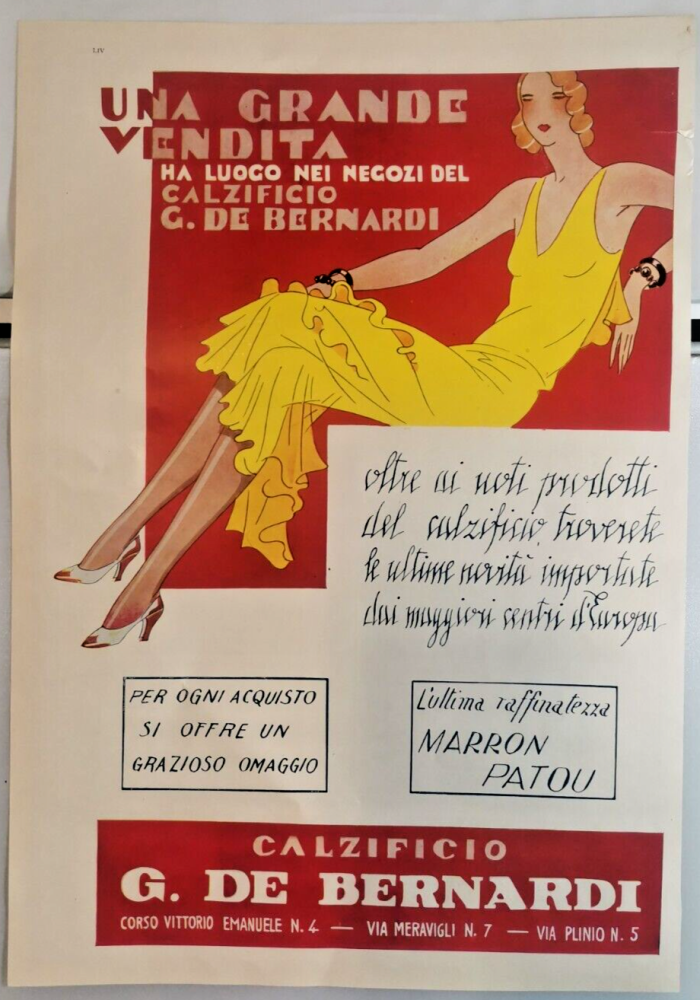 CALZIFICIO DE BERNARDI 1928 Pubblicità Advertising Vintage a colori d'epoca