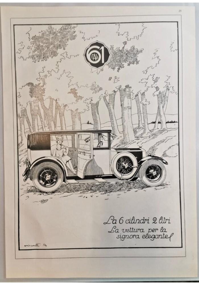 ITALA 61 AUTOMOBILE e CAPPELLI foto 1928 Pubblicità Advertising Vintage d'epoca