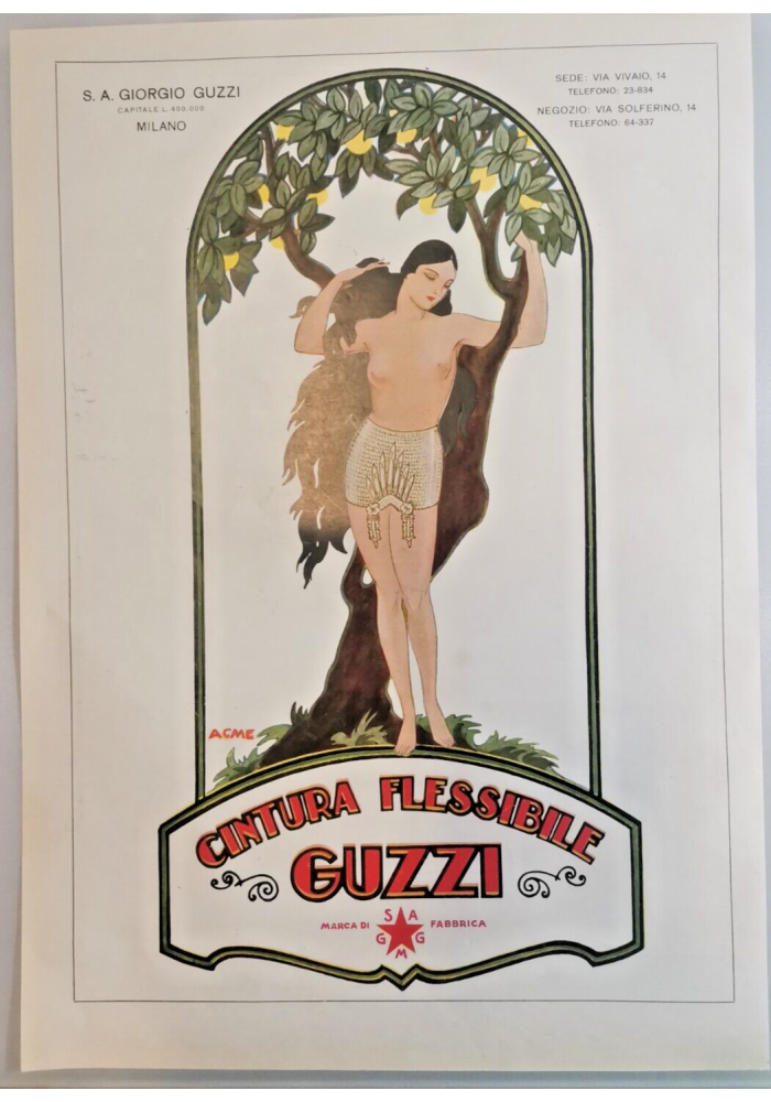 CINTURA GUZZI e RADIO CGR 1928 Pubblicità Advertising Vintage a colori d'epoca