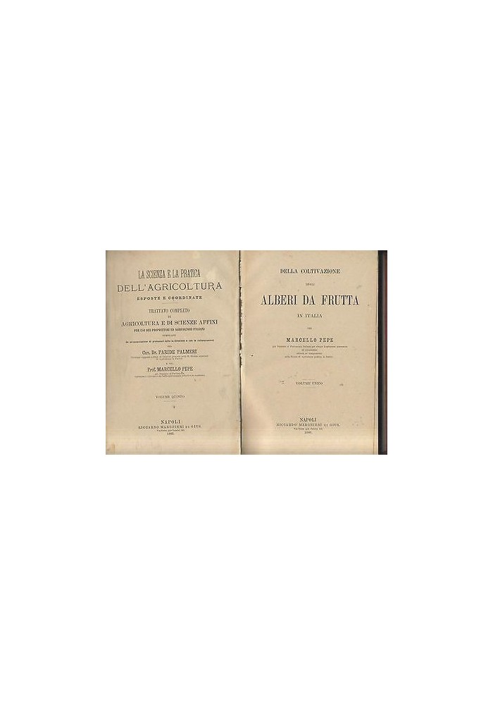 DELLA COLTIVAZIONE DEGLI ALBERI DA FRUTTA IN ITALIA Marcello Pepe 1886 Marghieri