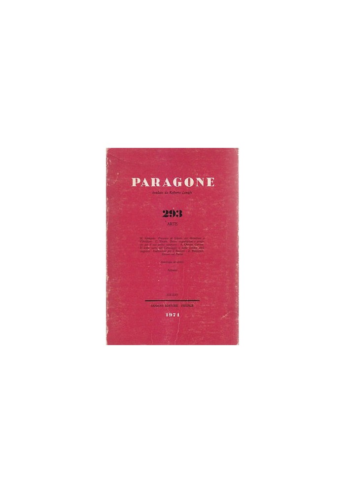 RIVISTA PARAGONE 293 ARTE Sansoni Editore Luglio 1971 giornale