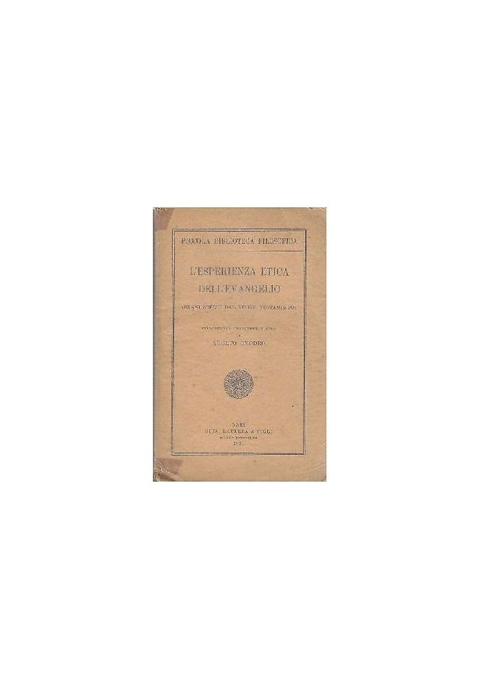 L'ESPERIENZA ETICA DELL'EVANGELIO a cura di Adolfo Omodeo nuovo testamento libro