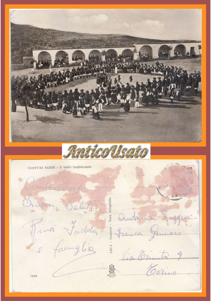COSTUMI SARDI IL BALLO TRADIZIONALE Cartolina Vintage d'epoca viaggiata anni '60