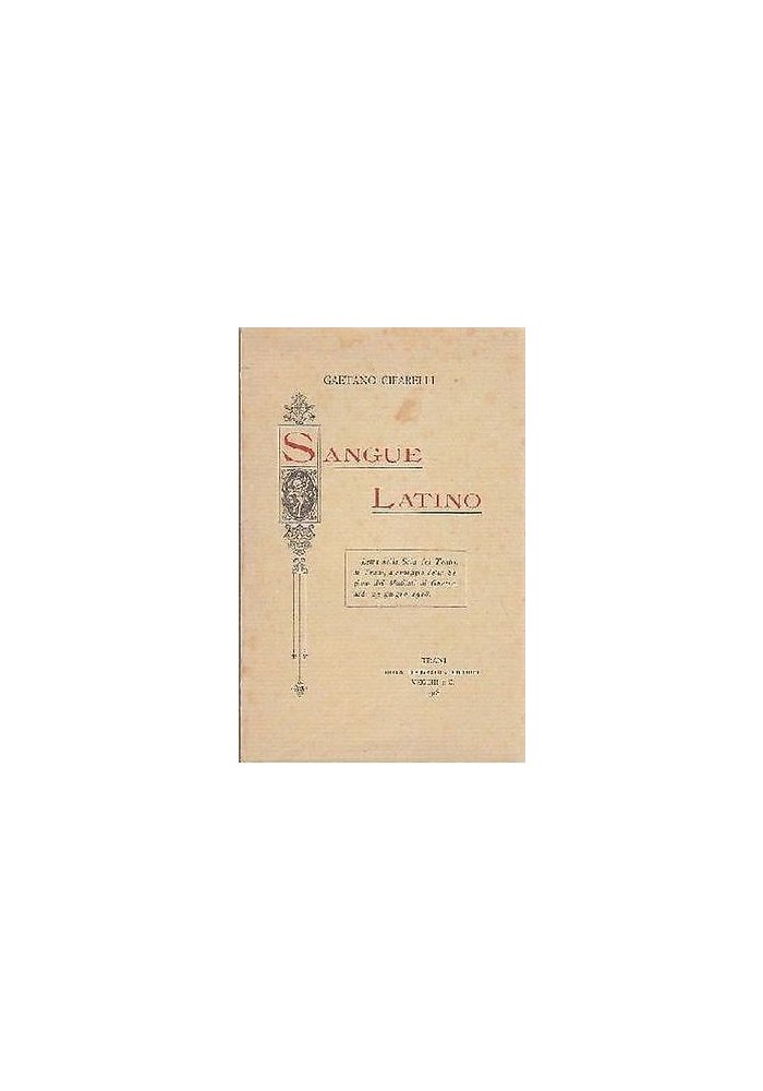 SANGUE LATINO di Gaetano Cifarelli 1918 Vecchi editore Trani