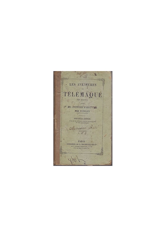 LES AVENTURES DE TELEMAQUE FILS D ULYSSE di Fenelon 1861 Librairie de L Hachette