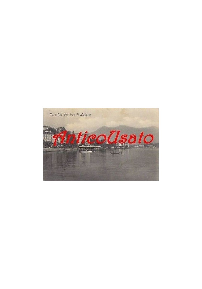 CARTOLINA UN SALUTO DAL LAGO DI LUGANO viaggiata 1911 - ORIGINALE d'epoca