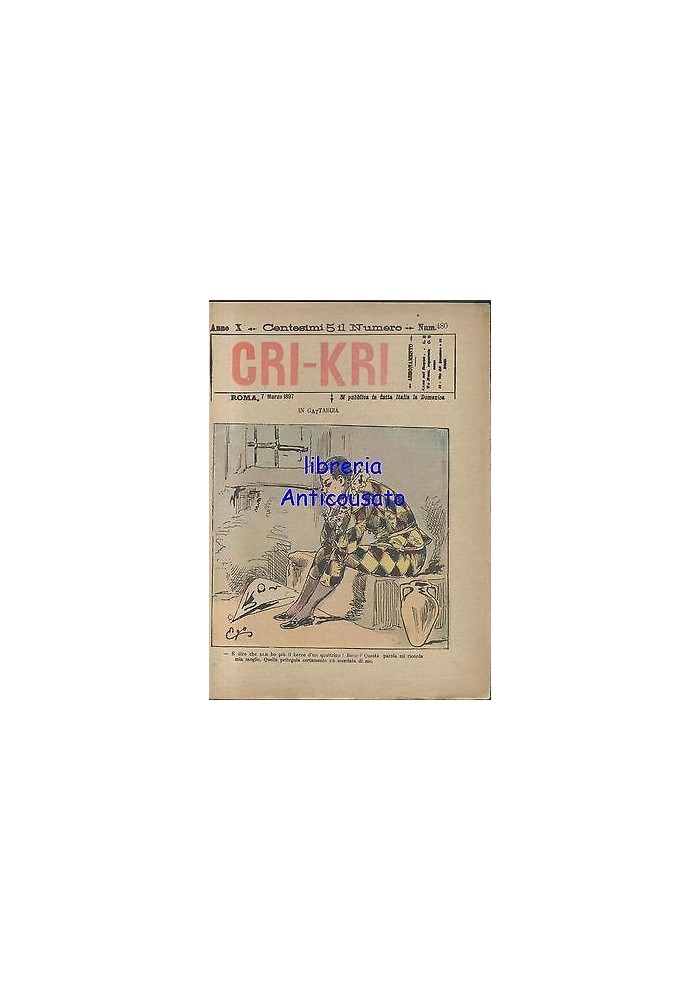 CRI KRI anno XI n.480 - 7 marzo 1897 giornale umoristico ILLUSTRATO A COLORI