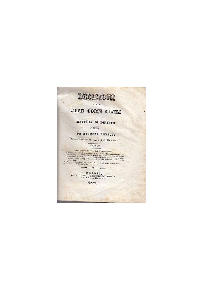 DECISIONI DELLE GRAN CORTI CIVILI IN MATERIA DI DIRITTO 6 tomi in 3 voll 1827 33