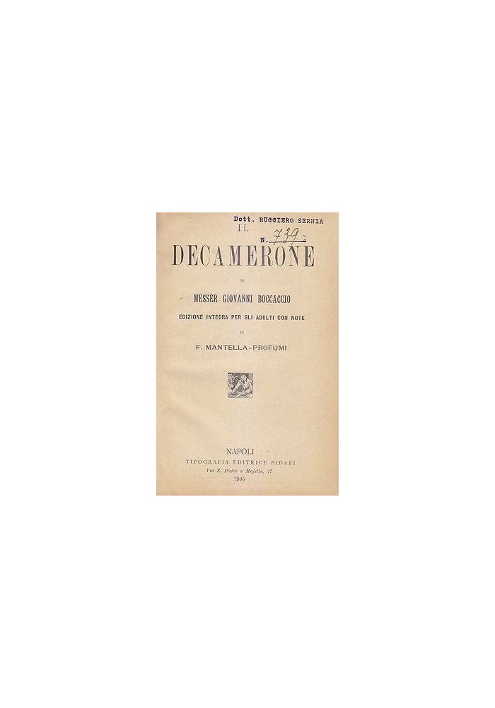 Il Decamerone di Giovanni Boccaccio 1905 Bideri Edizione Integrale