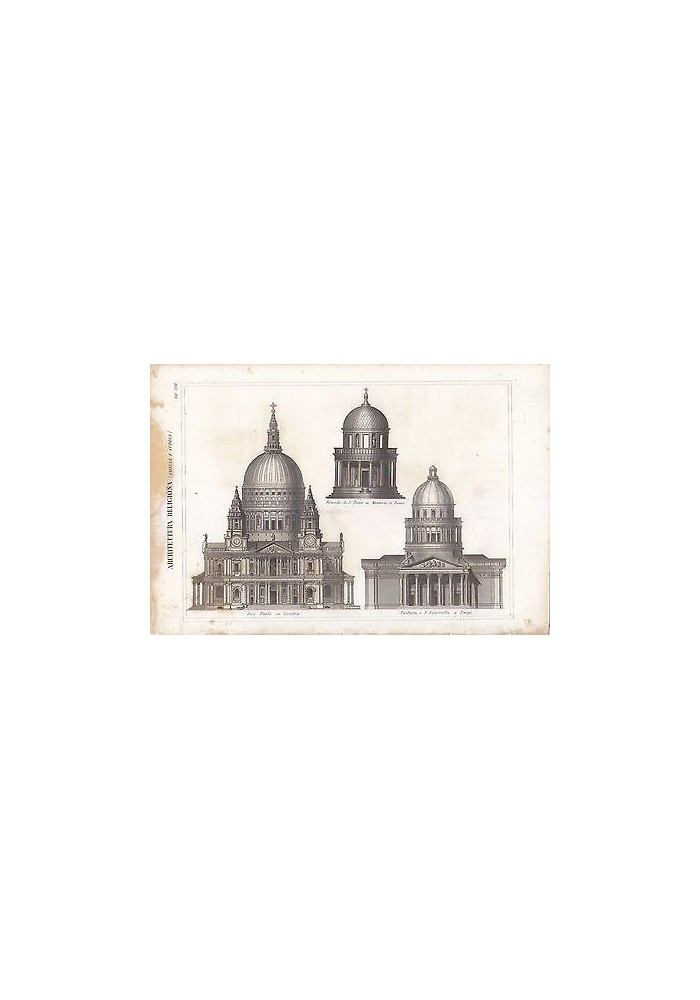 S. PIETRO IN MONTORIO PANTHEON PARIGI S. PAUL LONDRA INCISIONE STAMPA RAME 1866