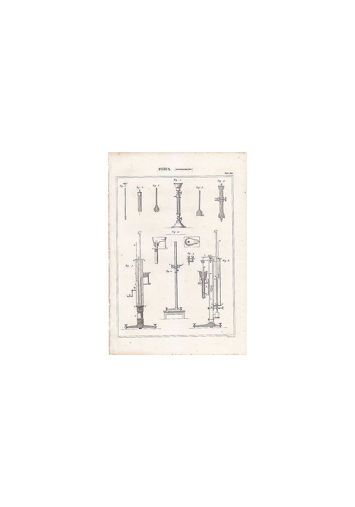 FISICA EUCHIOMETRO INCISIONE STAMPA RAME 1866 TAVOLA ANTICA ORIGINALE