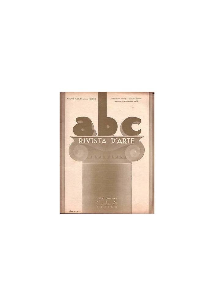 ABC Rivista d'arte anno VII numero 11 novembre 1938 pubblicità moderna Mario Albano