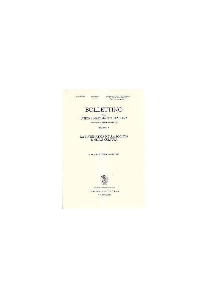 LA MATEMATICA NELLA SOCIETA' E NELLA CULTURA estratto tesi di dottorato 2001