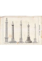 ARCHITETTURA CIVILE COLONNE LONDRA BOULOGNE INCISIONE STAMPA RAME 1866 ORIGINALE