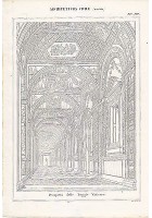ARCHITETTURA CIVILE LOGGIE VATICANE INCISIONE STAMPA RAME 1866 TAVOLA ORIGINALE