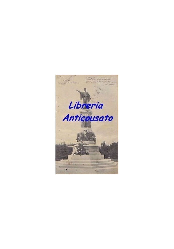 cartolina TRENTO MONUMENTO A DANTE ALIGHIERI Viaggiata 1912 Vintage Originale