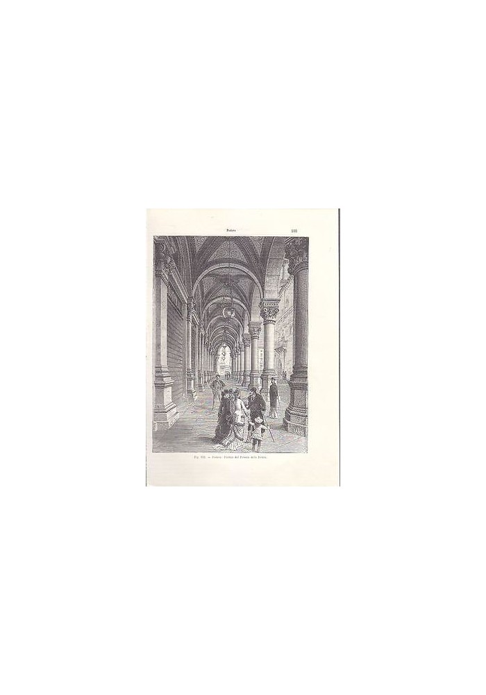 PADOVA PORTICO DEL PALAZZO DELLE DEBITE incisione originale 1902 animata