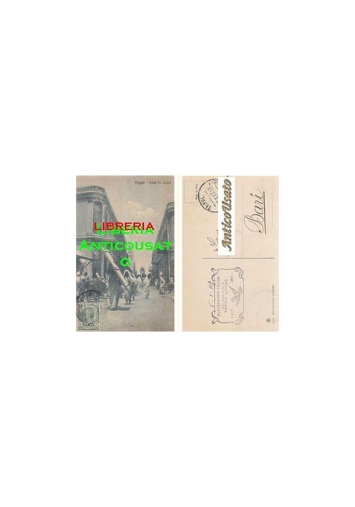 CARTOLINA TRIPOLI italiana SAUK EL GEDID VIAGGIATA 08/01/1917 originale Vintage