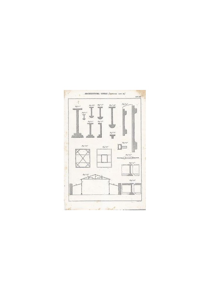 ARCHITETTURA CIVILE ARTE EDIFICARE INCISIONE STAMPA RAME 1866 TAVOLA ORIGINALE