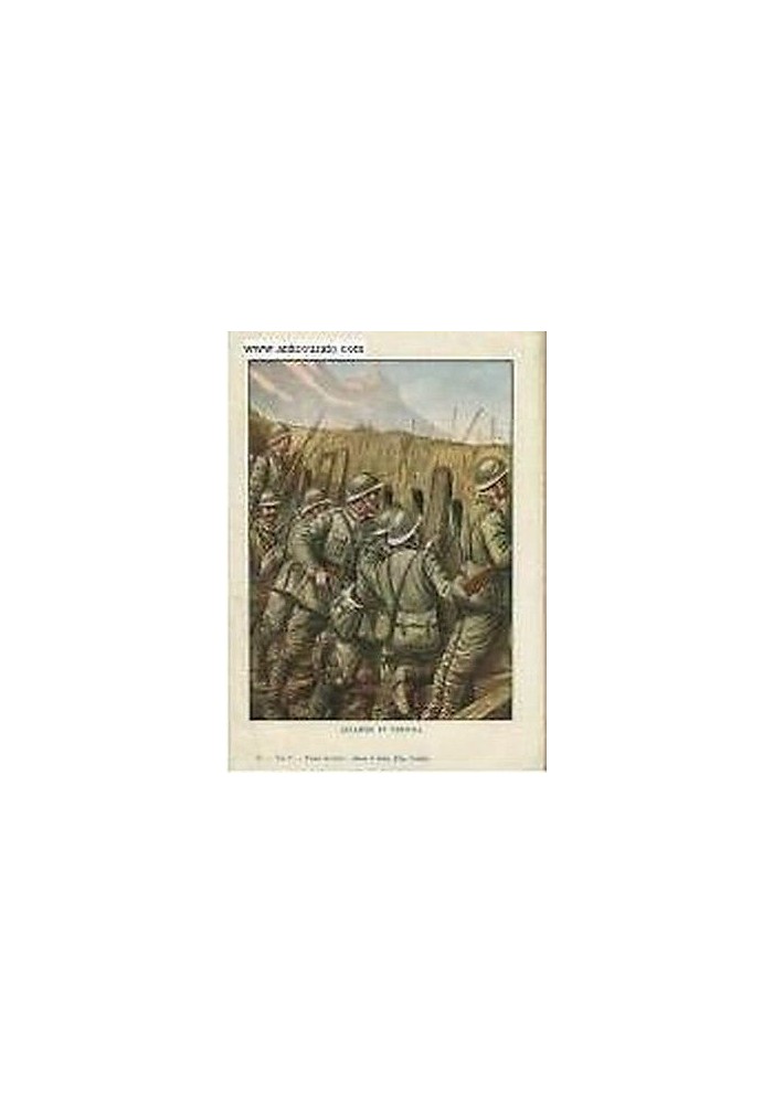 Stampa a colori ALLARME IN TRINCEA prima guerra mondiale vintage
