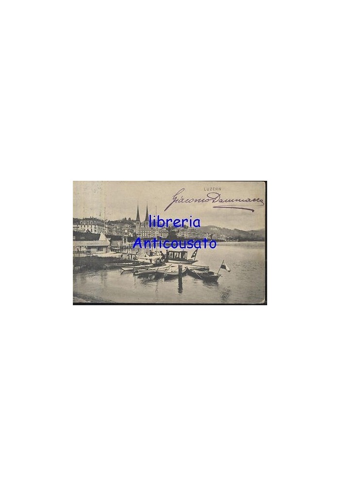 LUZERN Lucerna Cartolina viaggiata 1910 postcard Leon Nordmann porticciolo lago