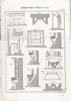 1866 Incisione Antica CAMINO stampa ARCHITETTURA CIVILE TAVOLA ORIGINALE