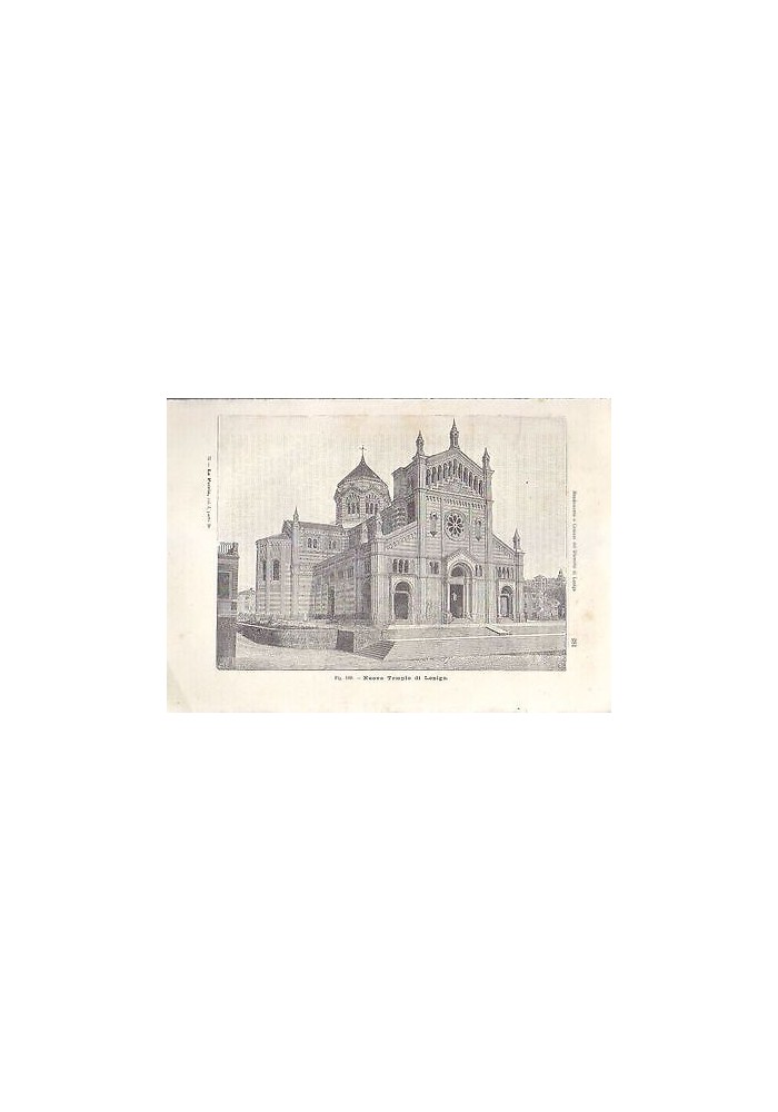 LONIGO NUOVO TEMPIO incisione originale 1902 stampa veduta quadretto