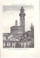 SARONNO CUPOLA E CAMPANILE DEL SANTUARIO incisione originale 1902