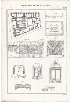 ARCHITETTURA IDRAULICA BAGNI INCISIONE STAMPA RAME 1866 TAVOLA ORIGINALE