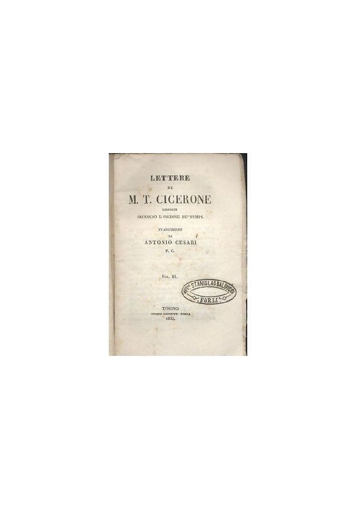 LETTERE DI CICERONE 4 volumi 1832 Pomba biblioteca Popolare trad. Antonio Cesari