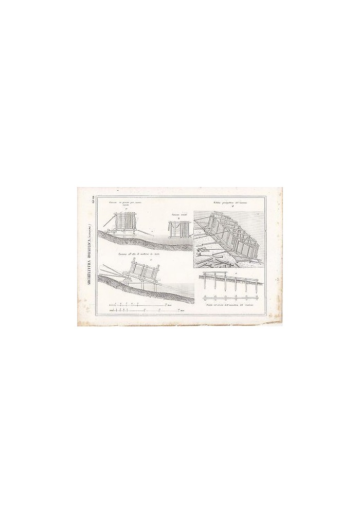 ARCHITETTURA IDRAULICA CHIUSA (1) INCISIONE STAMPA ANTICA1866 TAVOLA ORIGINALE