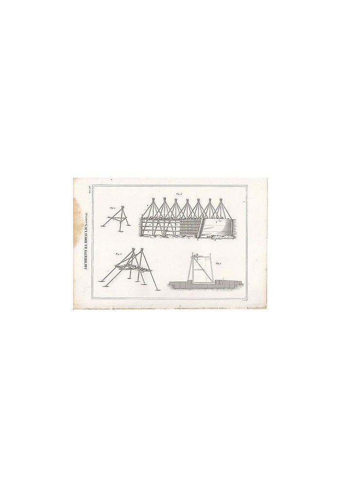 ARCHITETTURA IDRAULICA CHIUSA (4) INCISIONE STAMPA RAME 1866 TAVOLA ORIGINALE