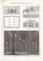 ARCHITETTURA IDRAULICA CISTERNE PISCINE INCISIONE STAMPA RAME 1866 TAVOLA