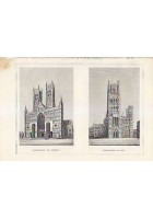 CATTEDRALE DI LINCOLN CATTEDRALE DI ELY INCISIONE STAMPA RAME 1866 ORIGINALE