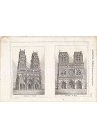 CATTEDRALE DI ORLEANS CATTEDRALE DI PARIGI INCISIONE STAMPA RAME 1866 ORIGINALE