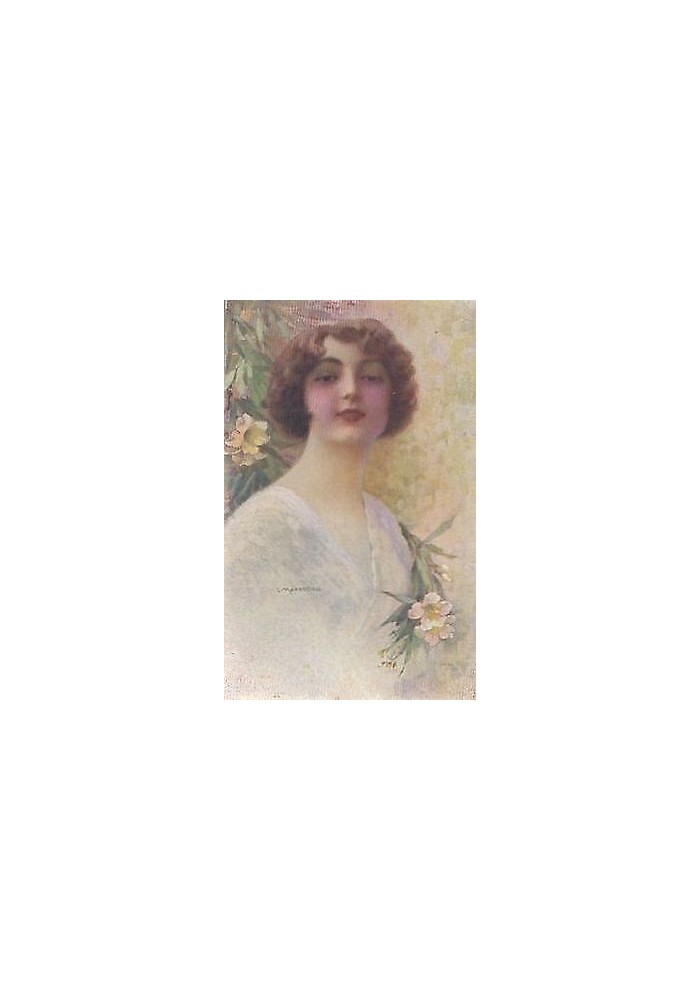 MONESTIER BELLISSIMA CARTOLINA DONNINA A COLORI VIAGGIATA IL 26/03/1913