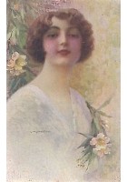 MONESTIER BELLISSIMA CARTOLINA DONNINA A COLORI VIAGGIATA IL 26/03/1913
