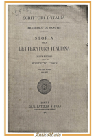 STORIA DELLA LETTERATURA ITALIANA di Francesco De Sanctis volume I 1925 Laterza
