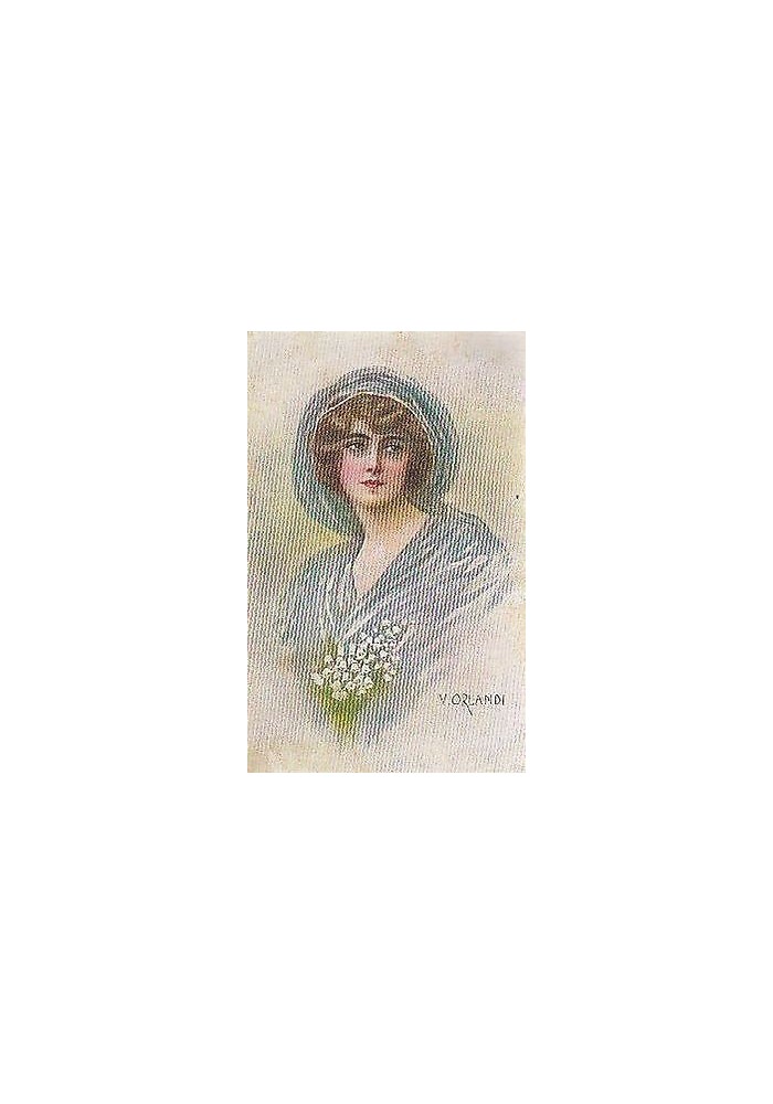 ORLANDI BELLISSIMA CARTOLINA DONNINA A COLORI VIAGGIATA 1924 (?)