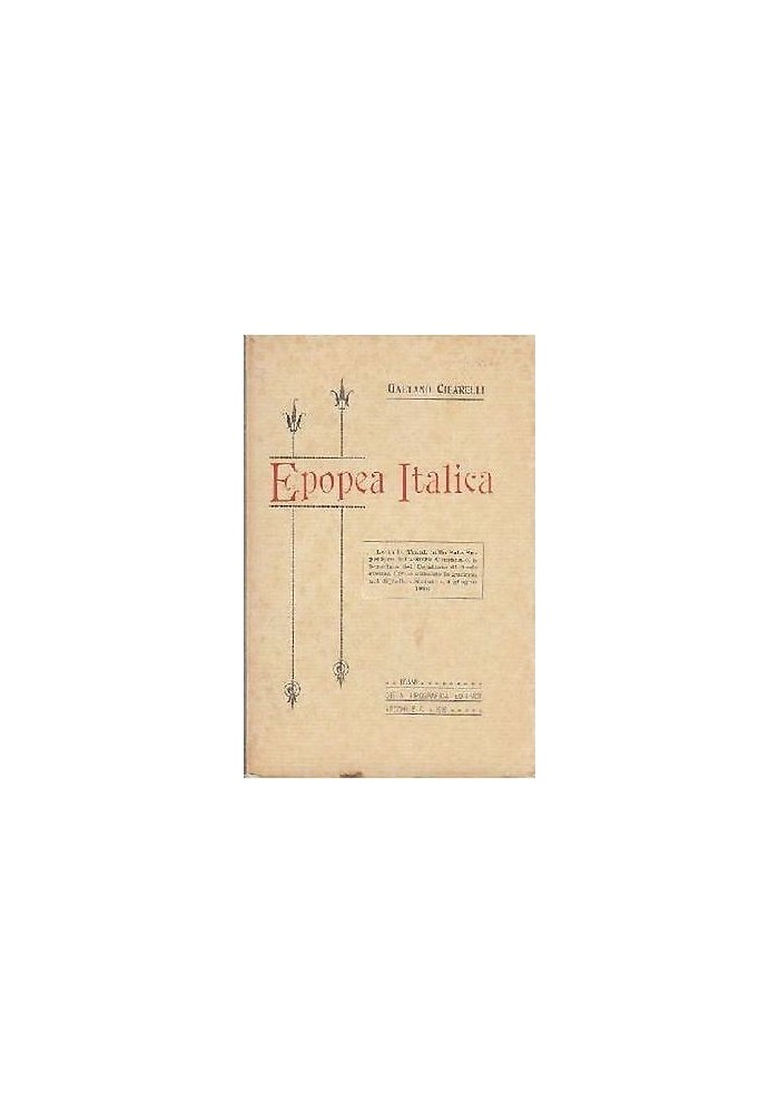 EPOPEA ITALICA di Gaetano Cifarelli - Trani 1916 Vecchi editore Libro poesie