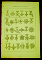 Medaglie Araldica Ordini Civili Militari Incisione Stampa 1866 Tavola XXI antica