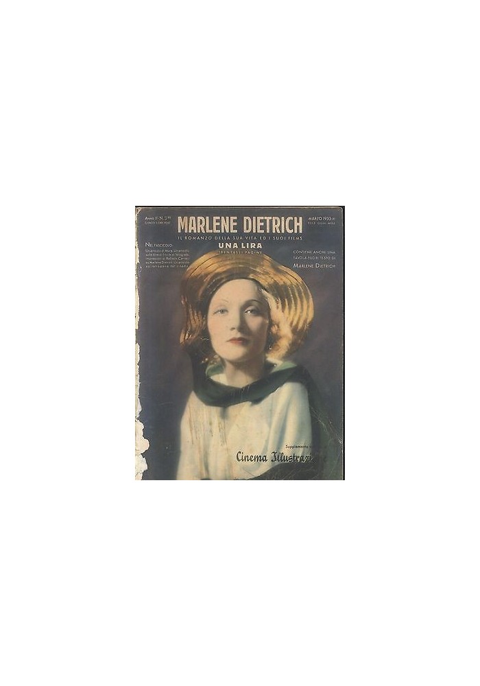 MARLENE DIETRICH SUPPLEMENTO MENSILE CINEMA ILLUSTRAZIONE A II N 3 BIS 1933