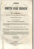 CORSO DI DIRITTO CIVILE FRANCESE di S.Z. Zachariae Volume I - 1862 Marghieri